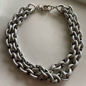 ❤️JCREW Chunky SilverTone 2-Tier ChainLnk Necklace